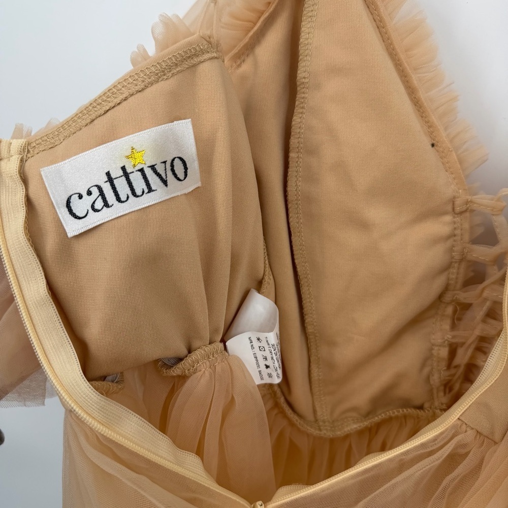 NWT Elegant Boho Ruffle Nude Mesh Corset Lace Up Top - Picture 6 of 8
